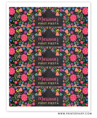 Fiesta Floral Water Bottle Labels
