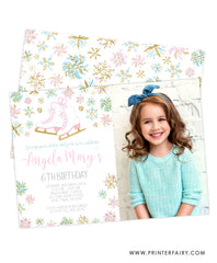 Ice Skating Birthday Party Invitation with Photo