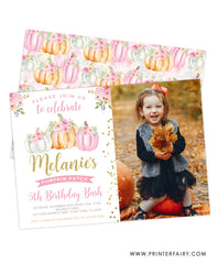 Little Pumpkin Birthday Invitation with Photo
