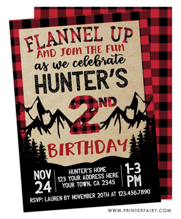 Lumberjack Birthday Invitation | PrinterFairy