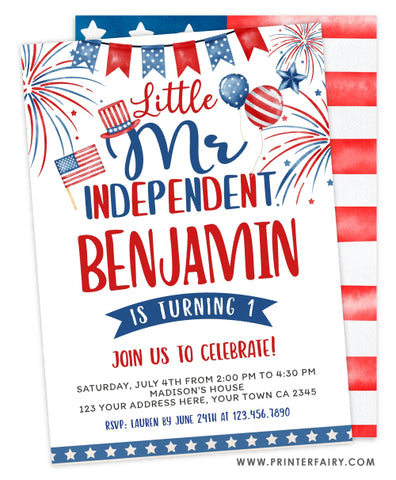 Mr Independent Birthday Invitation