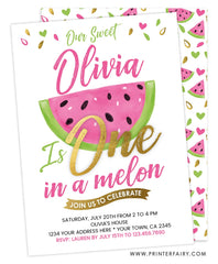 One in a Melon Birthday Invitation