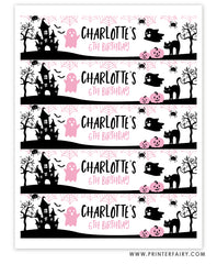 Pink a Boo Water Bottle Labels