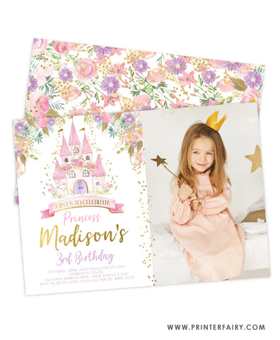 Princess Castle Party Invitation with Photo