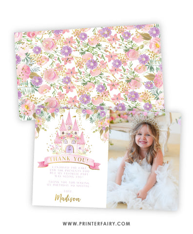 Princess Castle Thank You Card with Photo