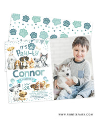 Puppies Birthday Invitation with photo