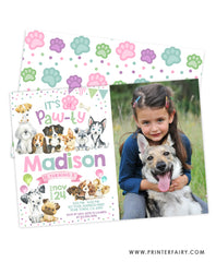 Puppies Birthday Invitation with photo