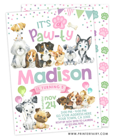 Puppies Birthday Invitation