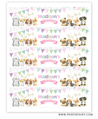Puppies Water Bottle Labels