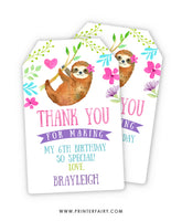 Sloth Favor Tags