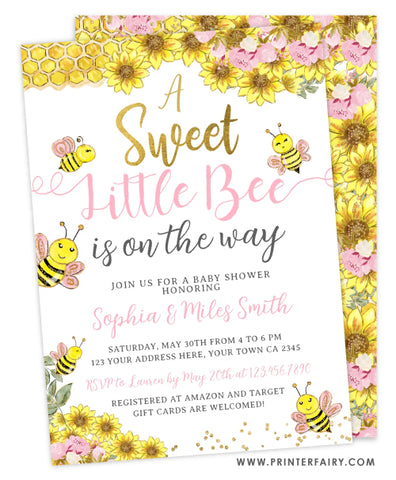 Sweet Little Bee Shower Invitation