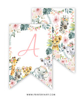 Tropical Jungle Happy Birthday Banner