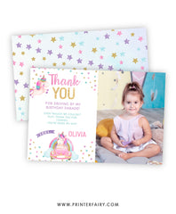Unicorn Drive By Thank You Card with photo