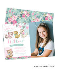 Vintage Kitties Invitation with photo