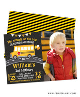 Wheels on the Bus Birthday Party Invitation with Photo