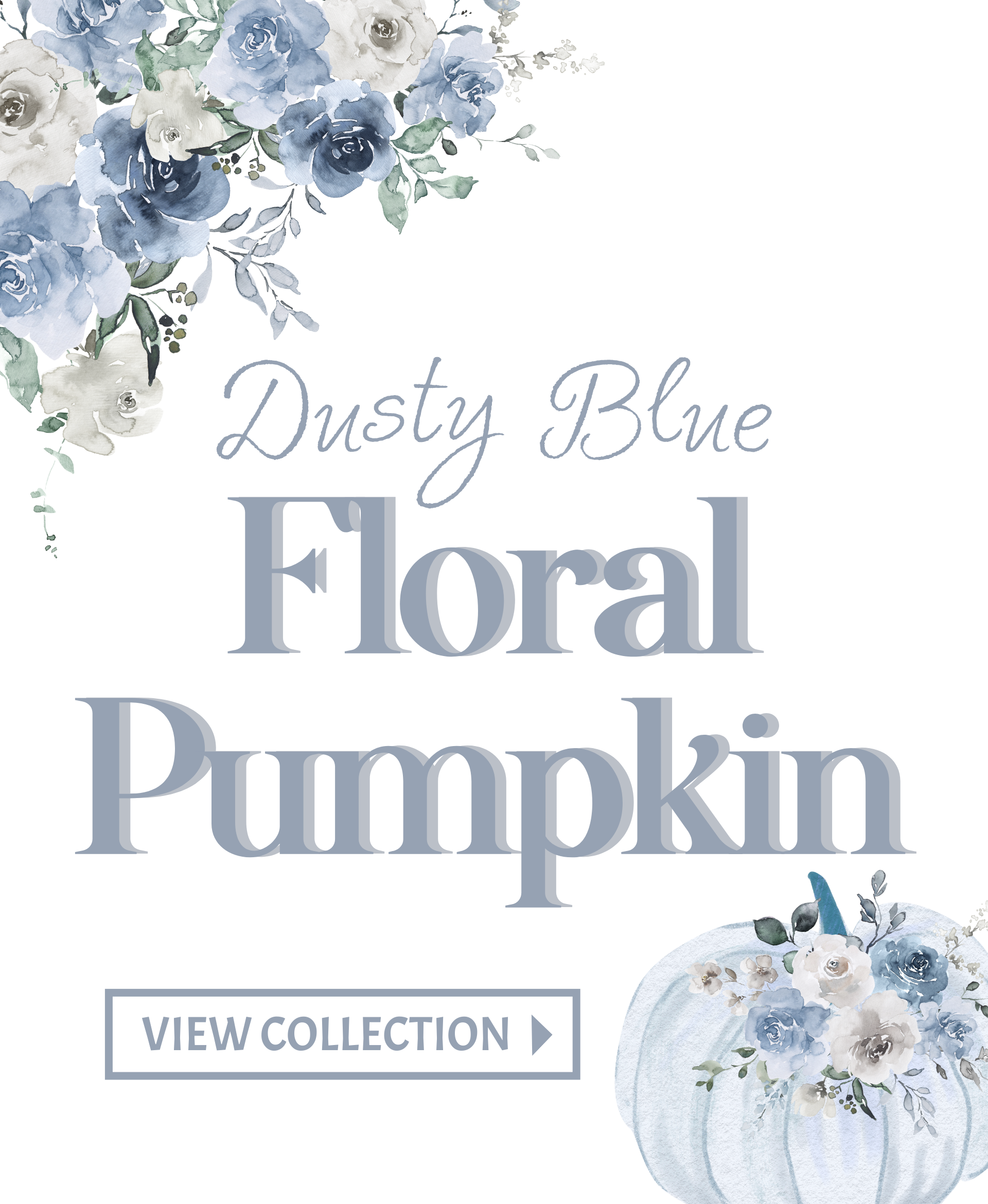 Dusty Blue Floral Pumpkin