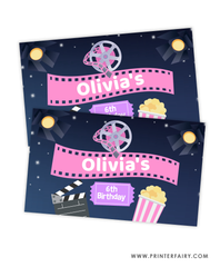 Movie Night Birthday Party Gable Box Label