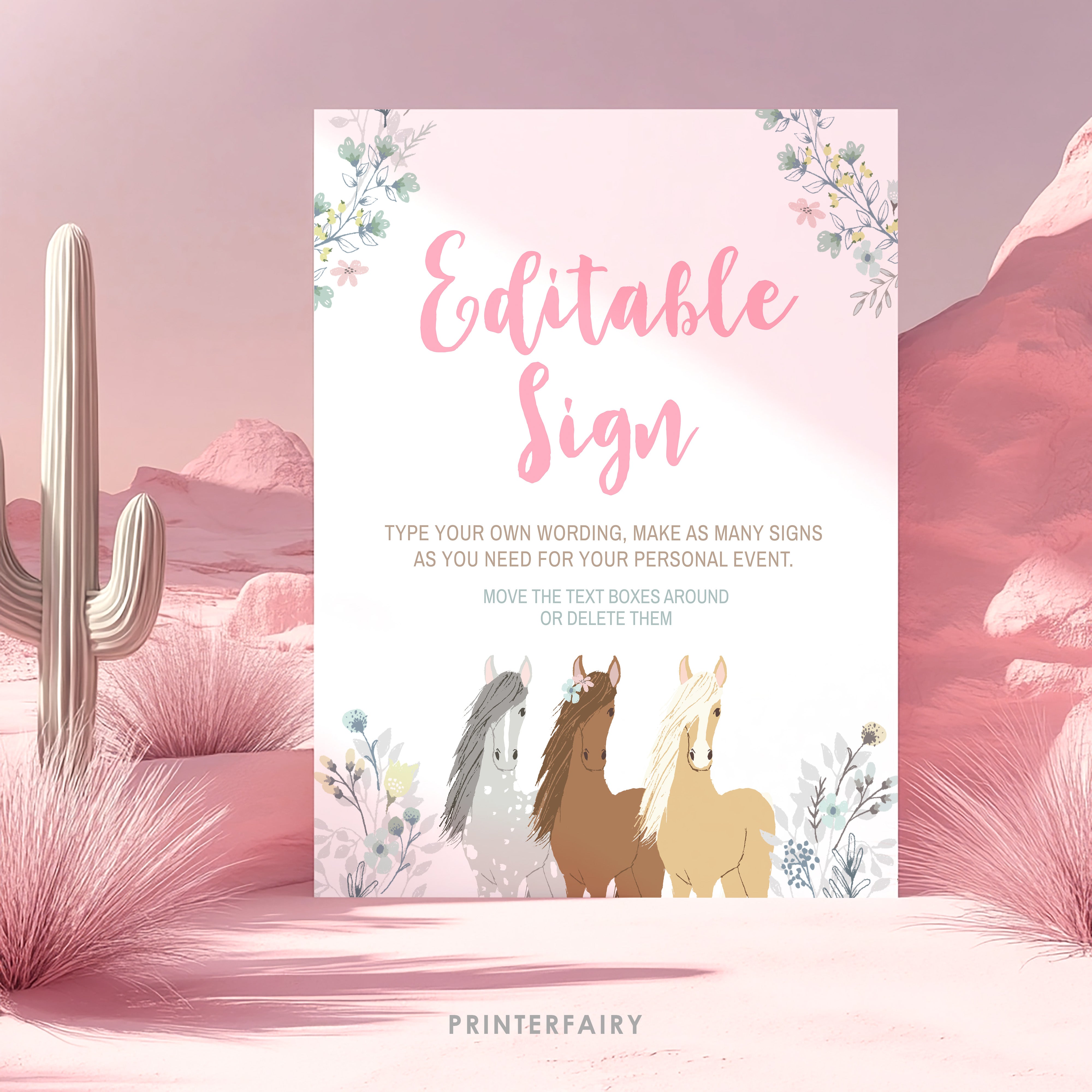 Floral Horse Birthday Sign