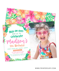 Luau Birthday Party Invitation with photo