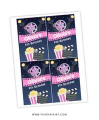 Movie Night Birthday Party Drink Pouch Label