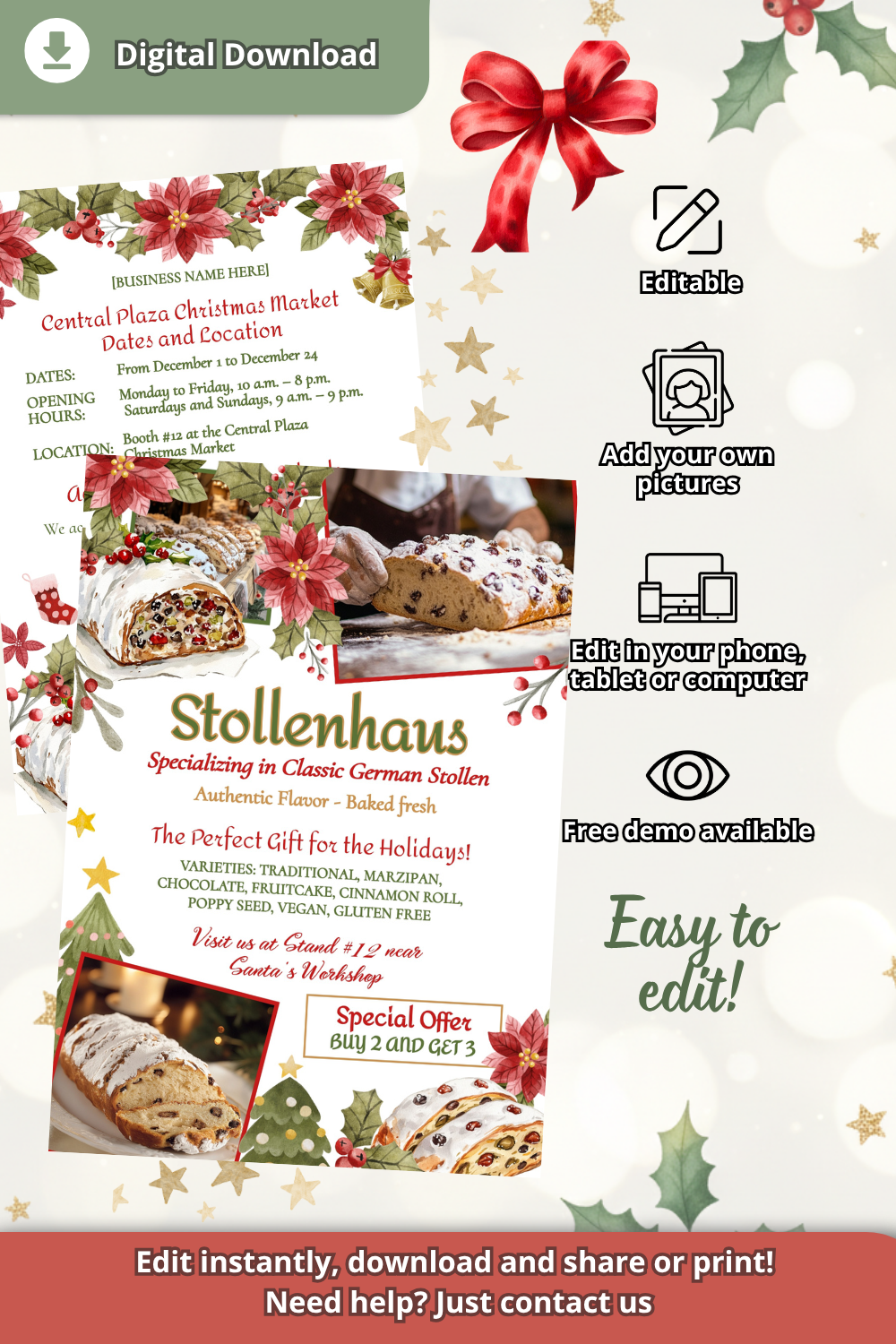 Christmas Market Flyer Template for Bakers