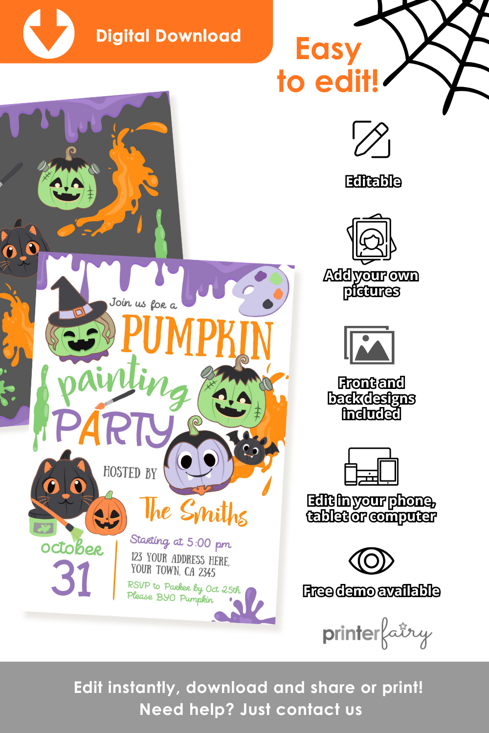 Pumpkin Painting Party Invitation