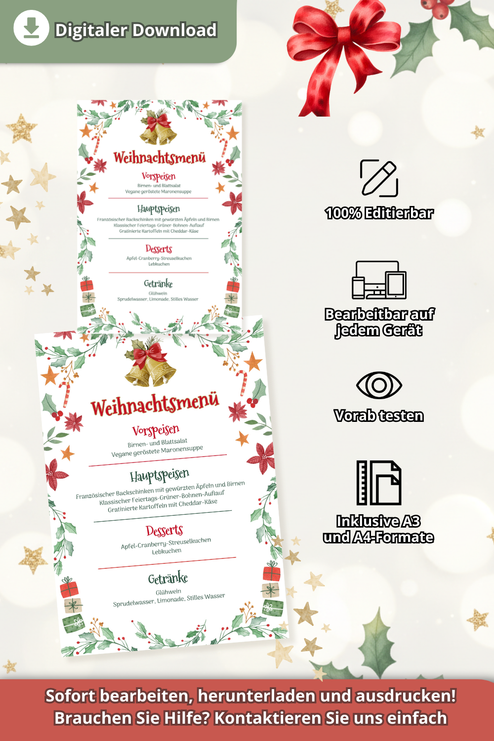 Weihnachtsmenü Flyer Vorlage