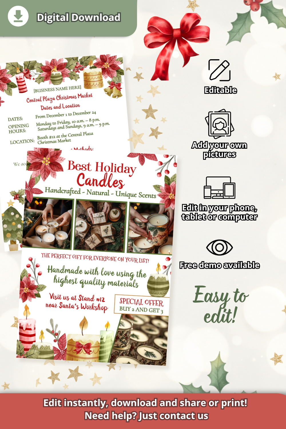 Christmas Market Candle Stall Flyer Template