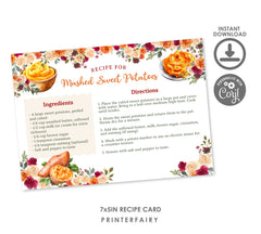 Thanksgiving Mashed Sweet Potato Recipe Card