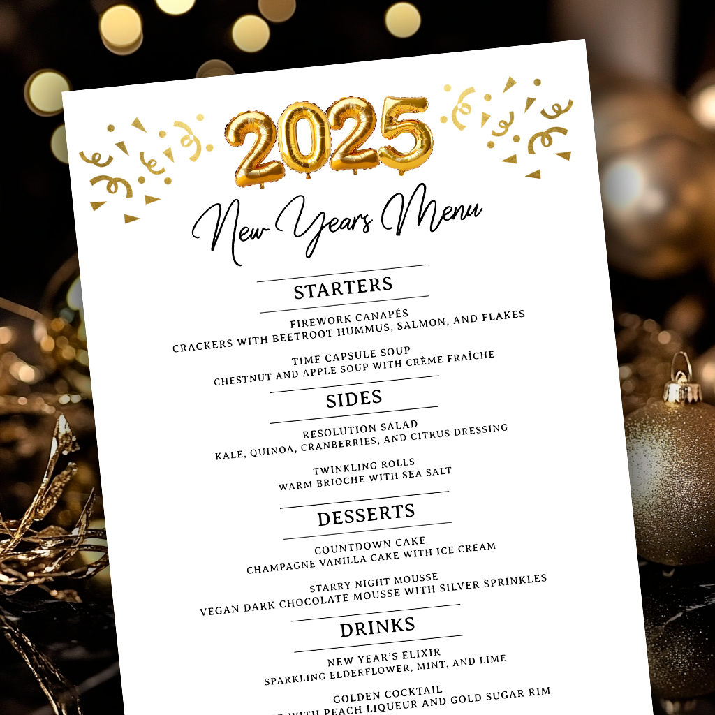 New Years Party Menu Template