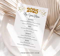 New Years Party Menu Template