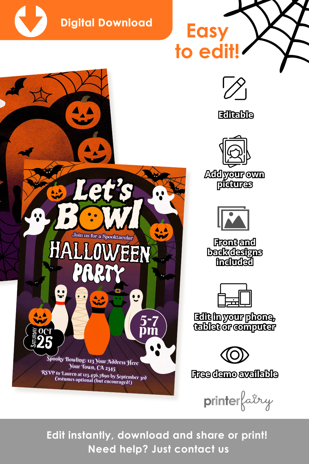 Halloween Bowling Party Invitation