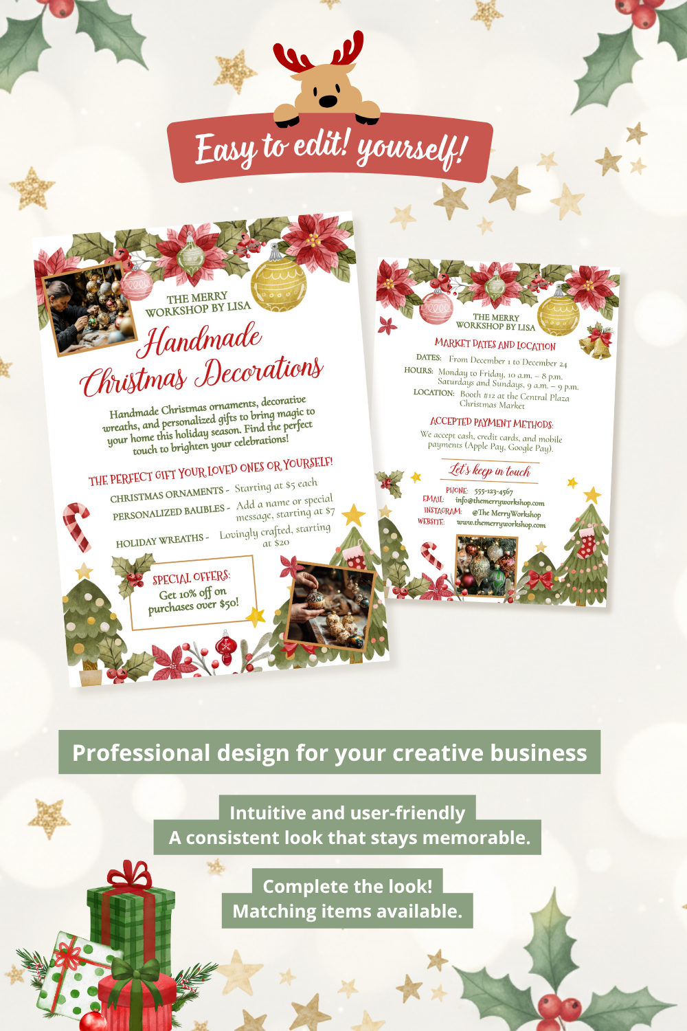 Christmas Market Flyer Template for Ornaments
