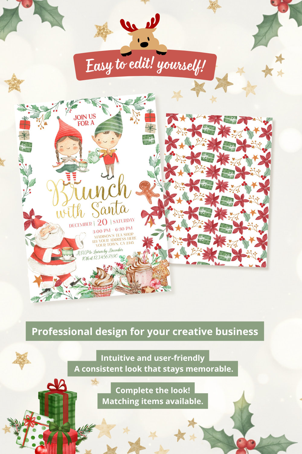 Editable Brunch with Santa Invitation Template