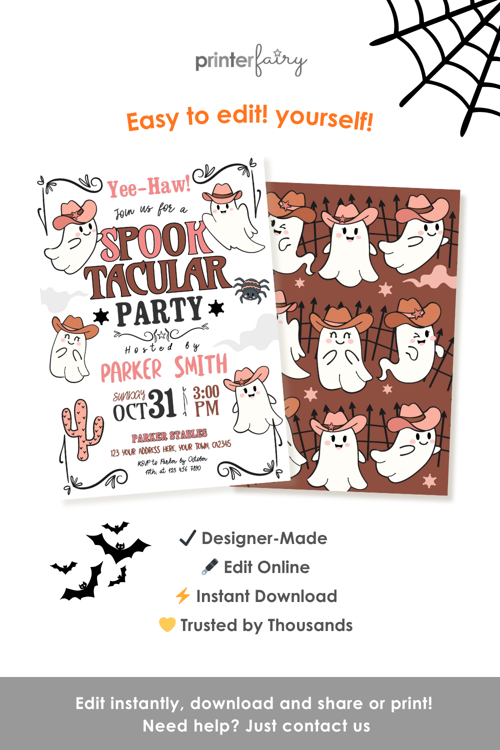 Cowgirl Ghost Halloween Party Invitation