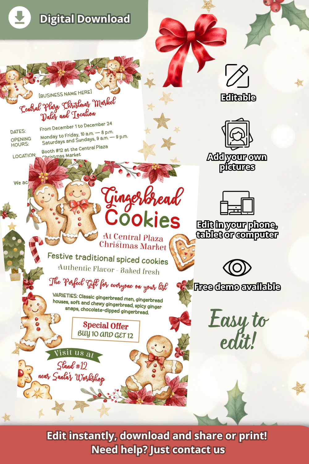Christmas Market Flyer Template for Bakery