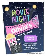 Movie Night Birthday Party Invitation