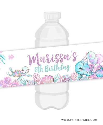 Under The Sea Party Water Bottle Labels