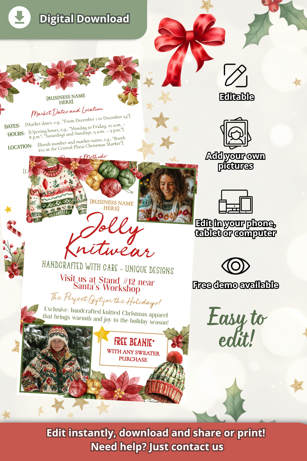 Christmas Market Flyer Template for Knitwear