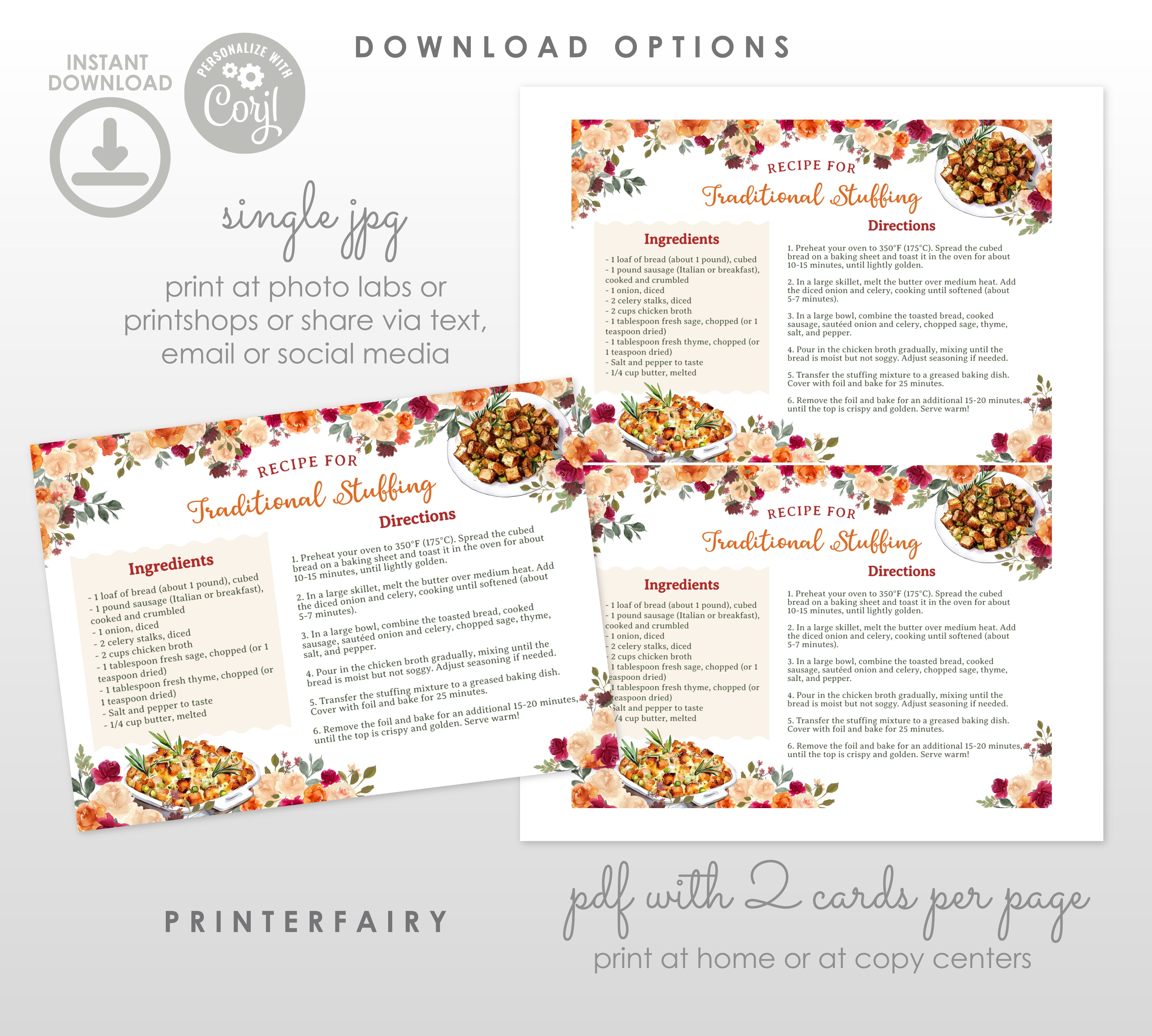 Thanksgiving Roasted Turkey Recipe Card