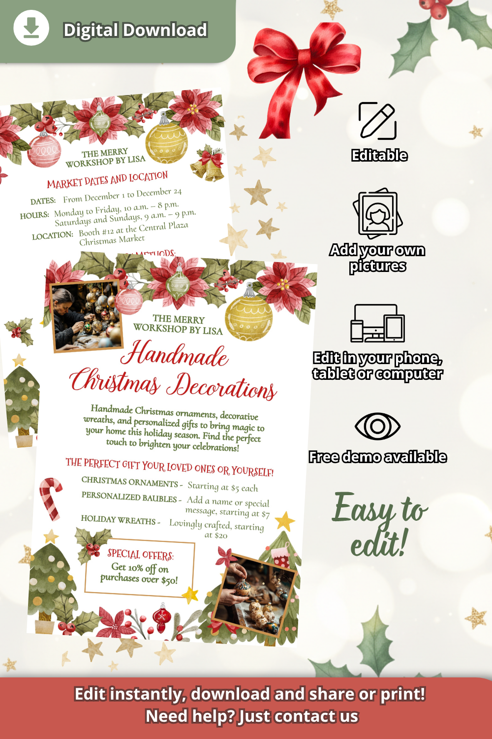 Christmas Market Flyer Template for Ornaments