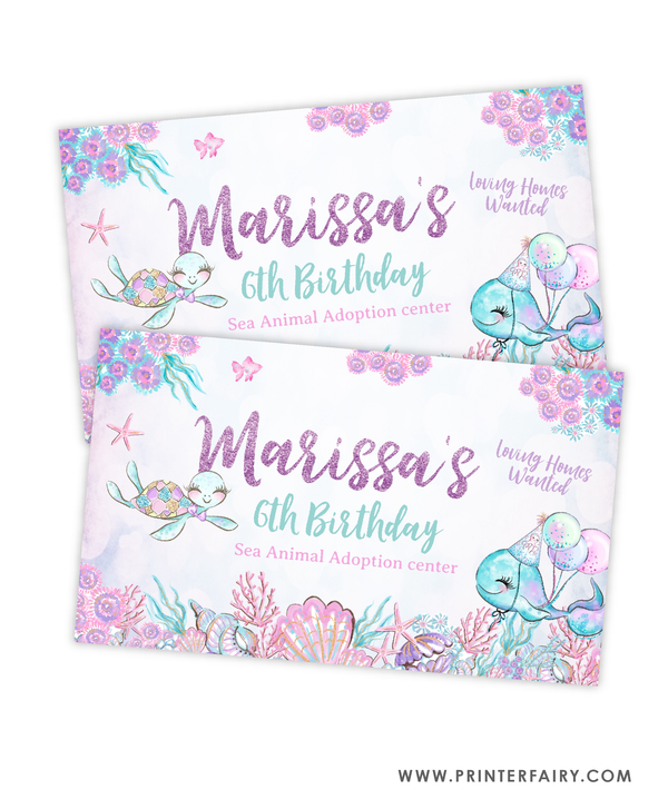 Under The Sea Birthday Party Gable Box Label