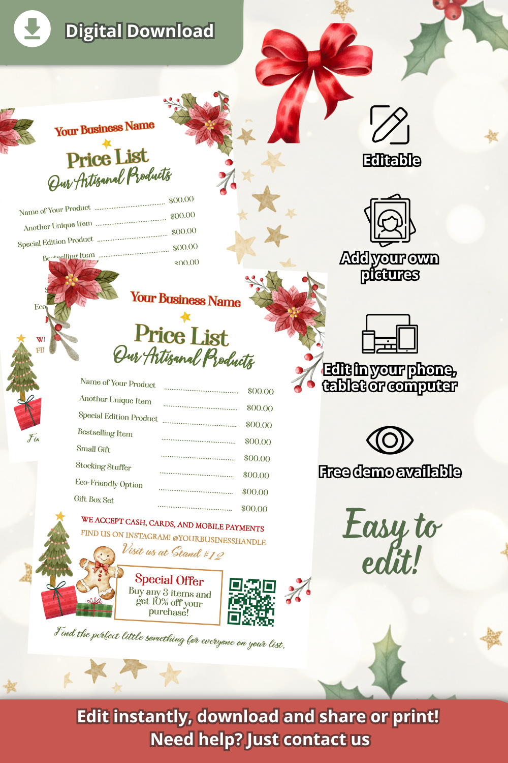 Christmas Market Price List Template
