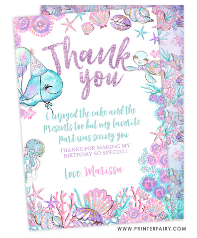 Under The Sea Birthday Party Thank You Card