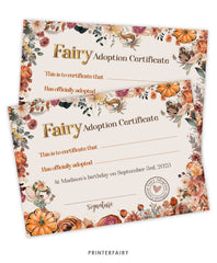 Adopt a Fairy Sign and Certificate