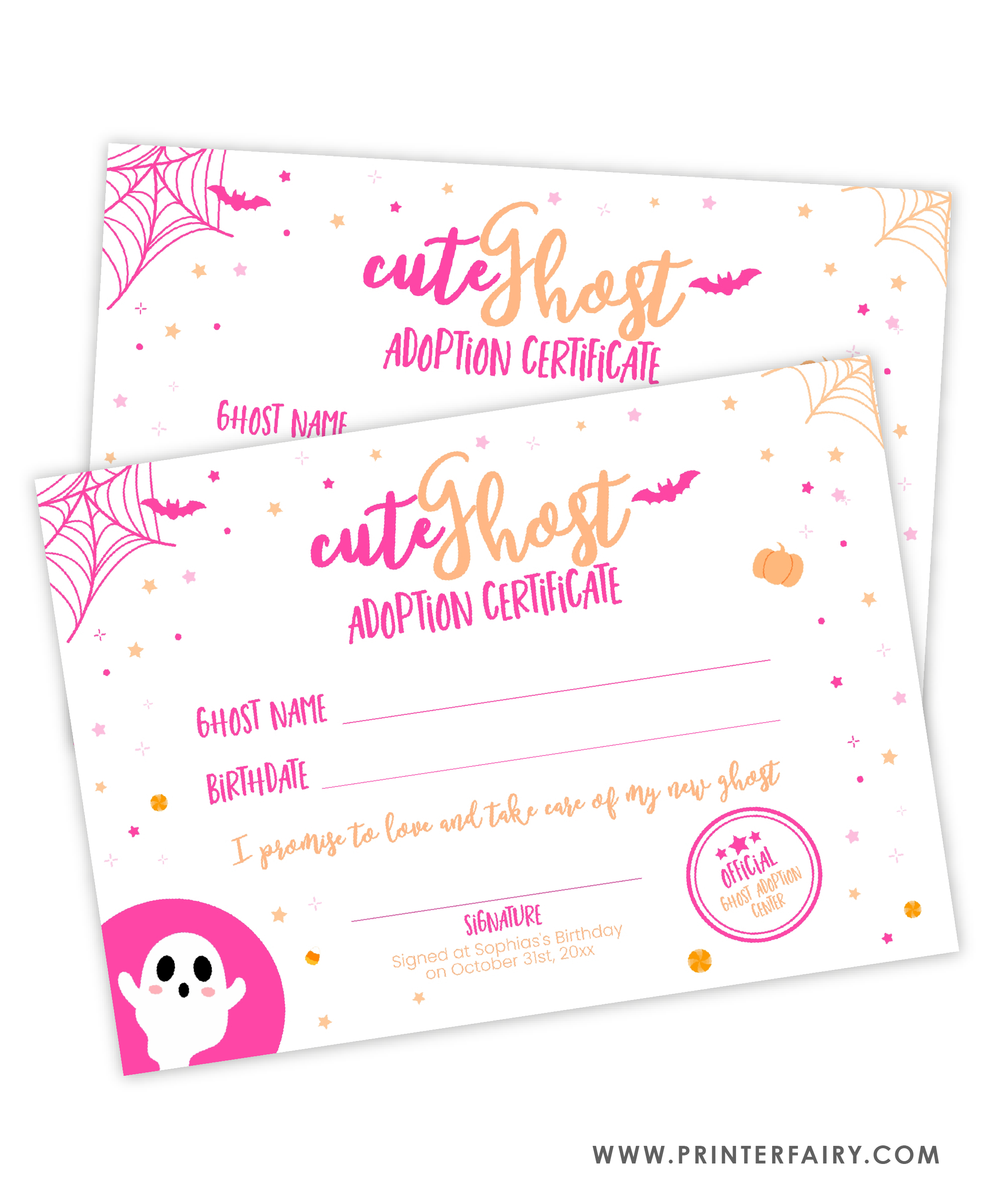 Pink Halloween Ghost Adoption Set