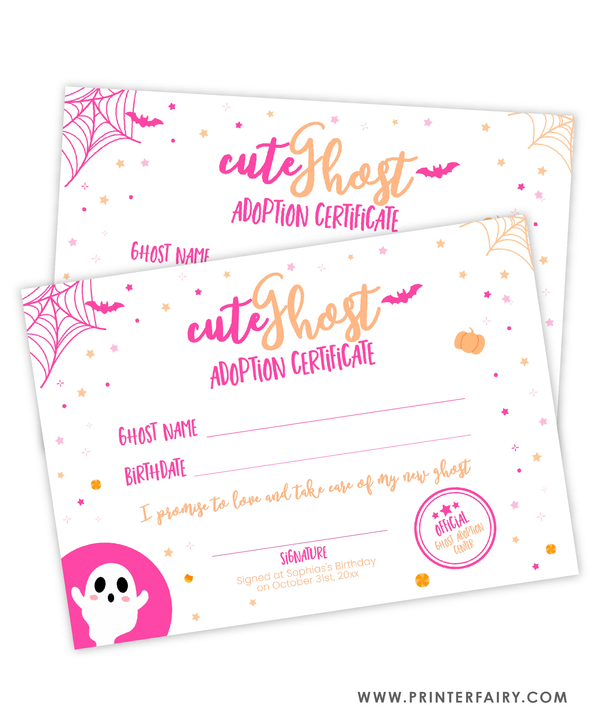 Pink Halloween Ghost Adoption Set