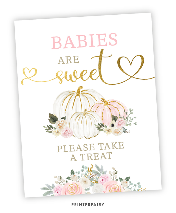 Pink Gold Baby Shower Signs