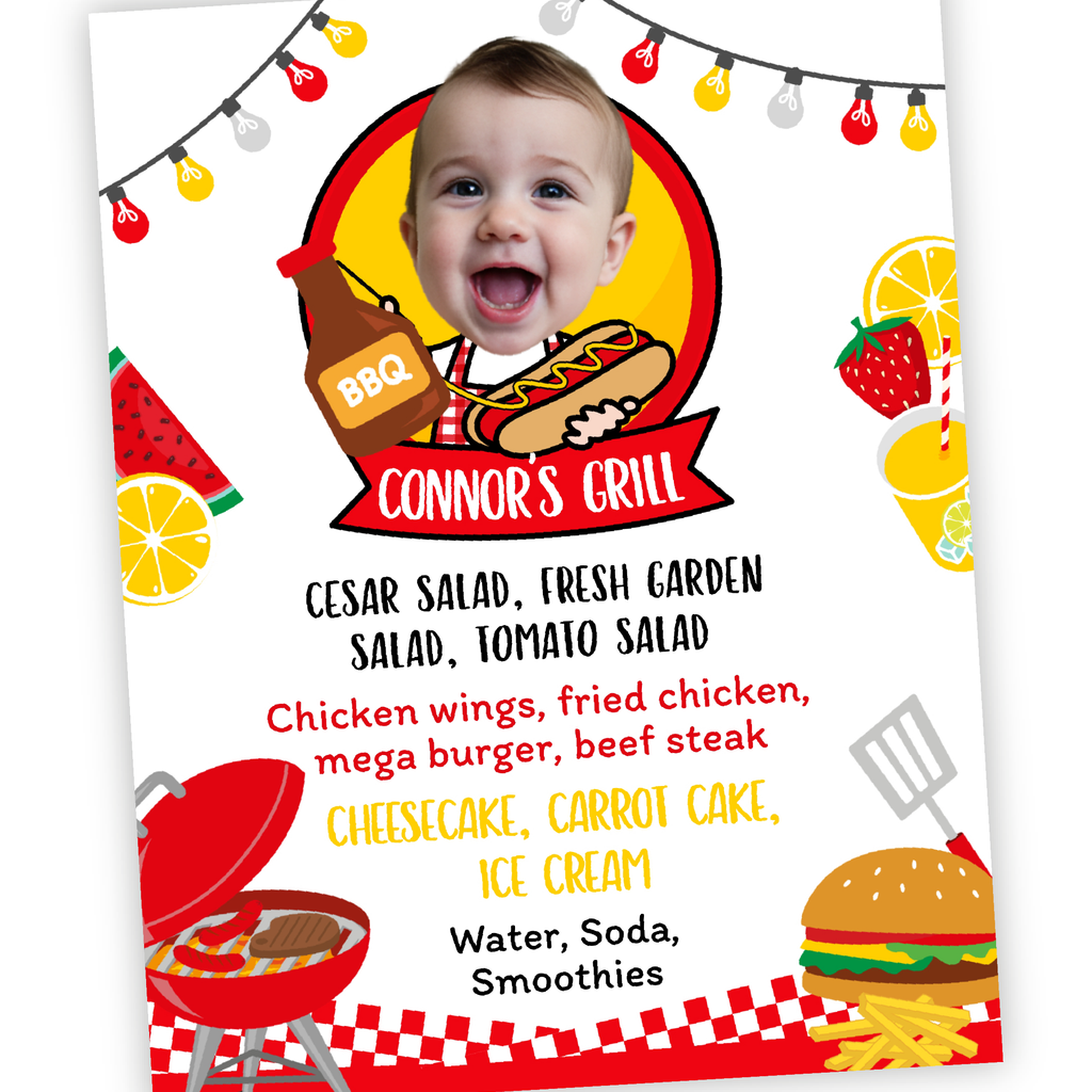 BBQ Party Menu Sign with Photo – PrinterFairy