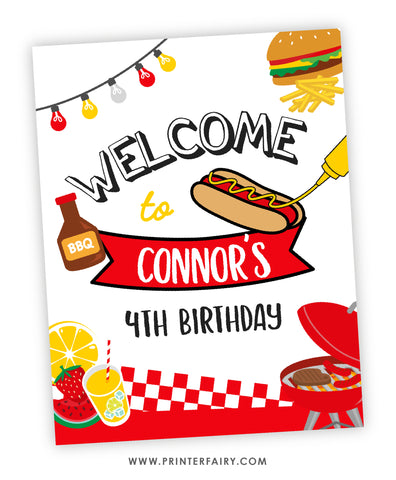 BBQ Birthday Party Welcome Sign